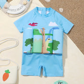 Floating Short Sleeve Dinosaur Print Swimsuit